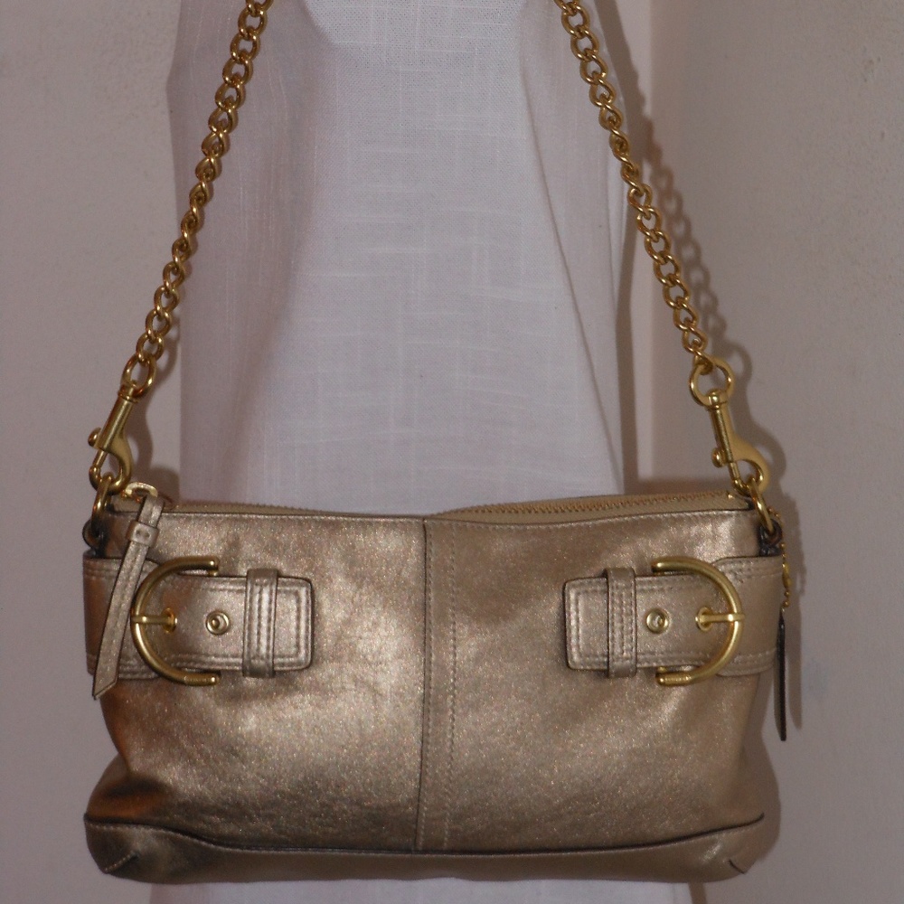 COACH GOLD LEATHER SHOULDER BAG - Picture 8 of 8